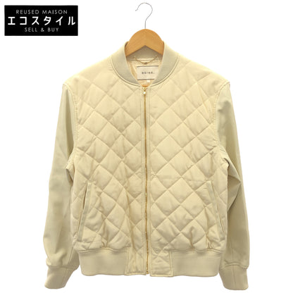 BEIGE ベイジ ホワイト キルティング×フェイクレザー 切替 ブルゾン トップス