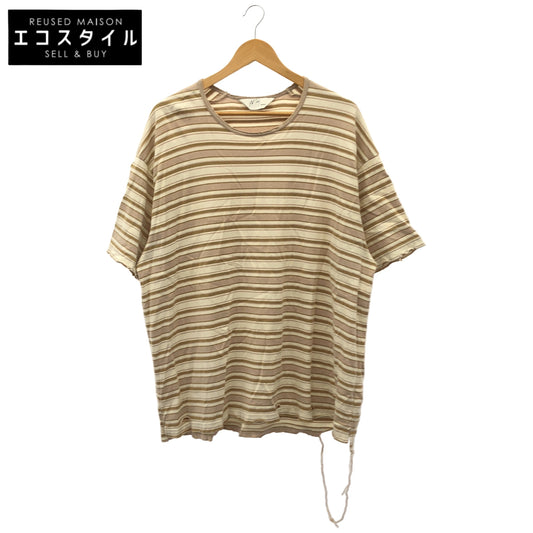 ベージュ マルチボーダー Tシャツ トップス