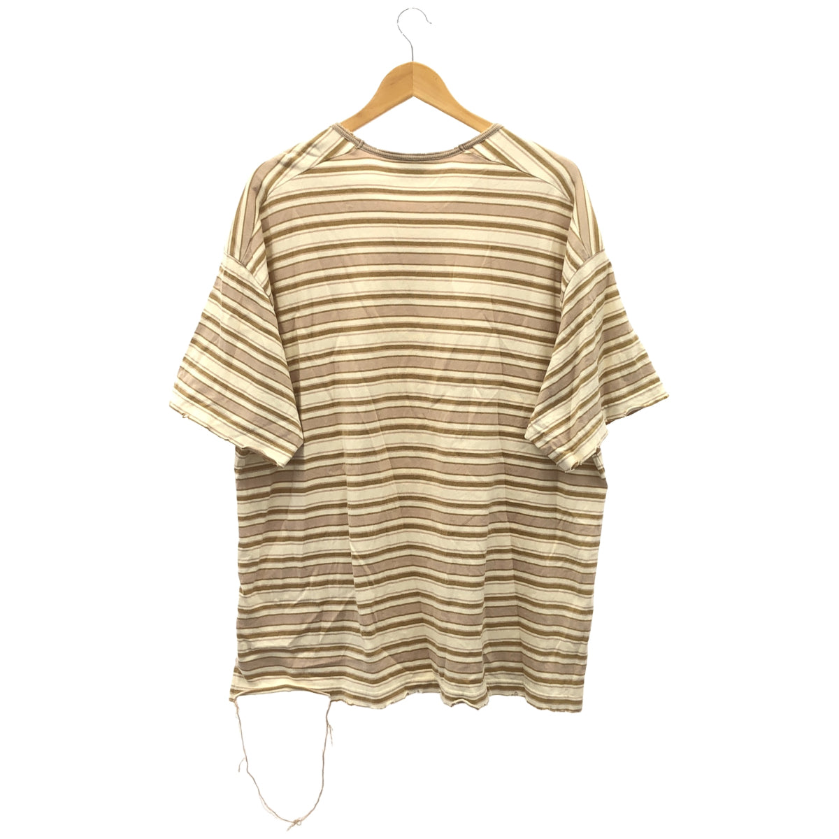 ベージュ マルチボーダー Tシャツ トップス
