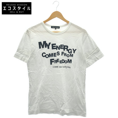 COMMEdesGARCONS コムデギャルソン ホワイト MY ENERGY COMES FROM FREEDOM Tシャツ トップス