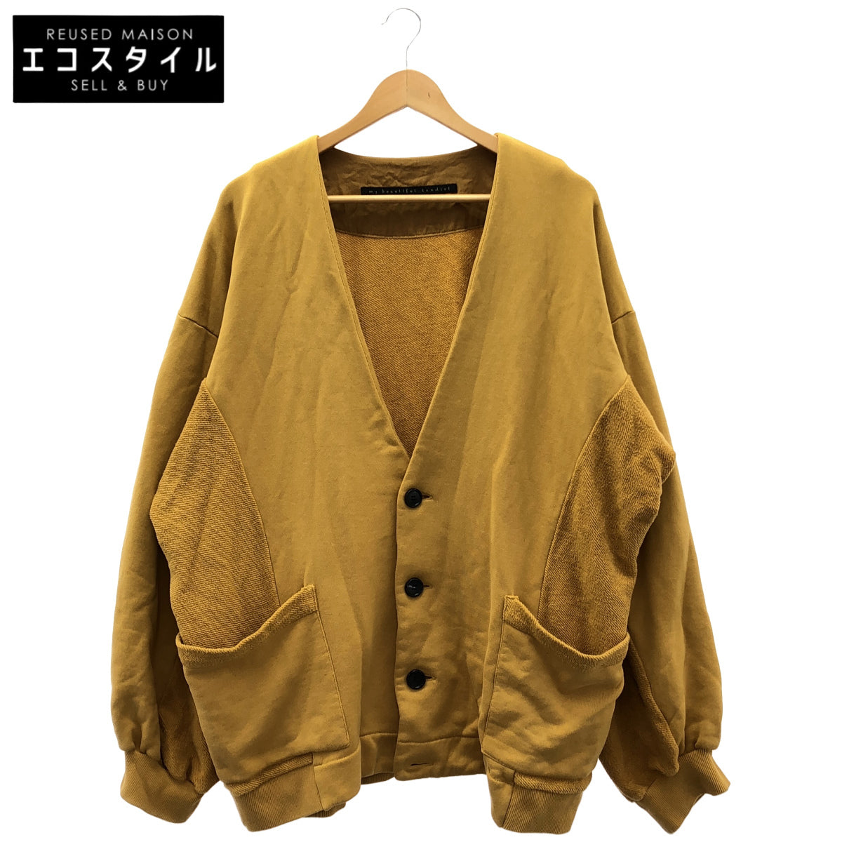 my beautiful landlet マイ ビューティフル ランドレット 24SS マスタード HEAVY FRENCH TERRY CARDIGAN トップス