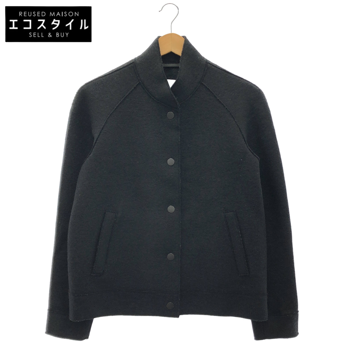 HARRIS WHARF LONDON ハリスワーフロンドン ブラック ウール ノーカラージャケット トップス
