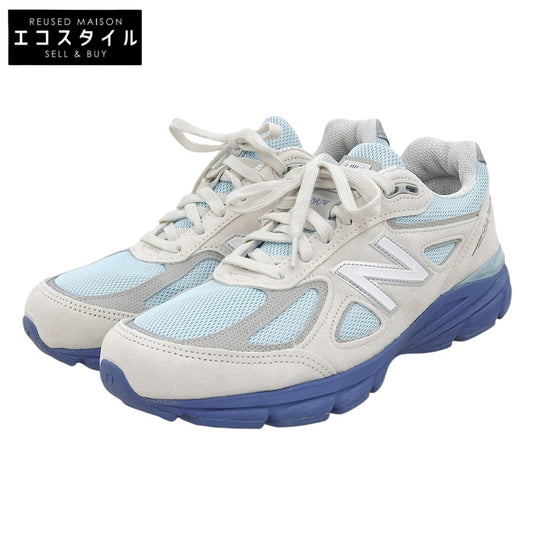 NEW BALANCE ニューバランス 美品 990V4 ローカットスニーカー シューズ メンズ ライトブルー×グレー 26.5cm U990MB4 シューズ