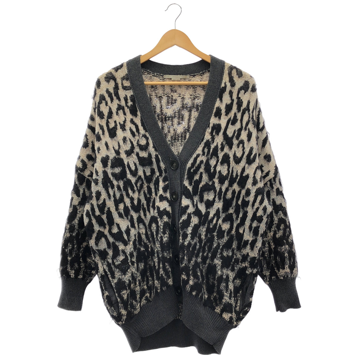 STELLA McCARTNEY ステラマッカートニー ブラック ウール レオパード ニットカーディガン トップス