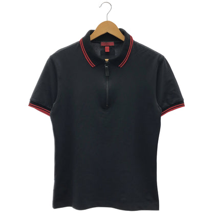 BURBERRY バーバリー ブラック×レッド ハーフジップ 半袖トップス トップス