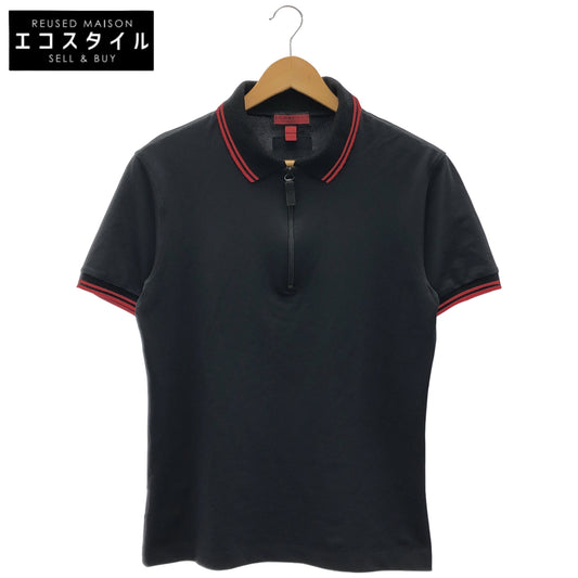 BURBERRY バーバリー ブラック×レッド ハーフジップ 半袖トップス トップス