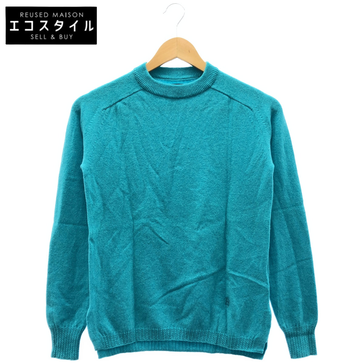 BATONER バトナー ブルー クルーネック カシミア100 ニットトップス トップス