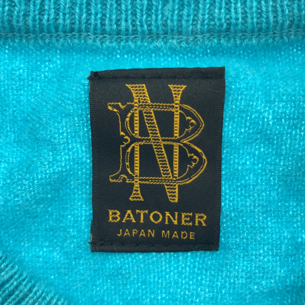 BATONER バトナー ブルー クルーネック カシミア100 ニットトップス トップス