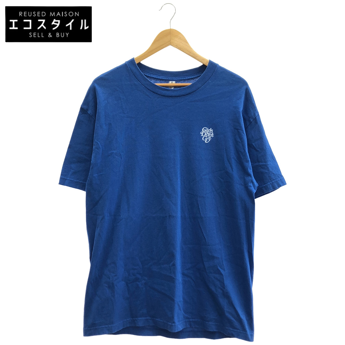 GIRLS DON'T CRY ガールズドントクライ ブルー ロゴ コットン ショートスリーブ Tシャツ トップス
