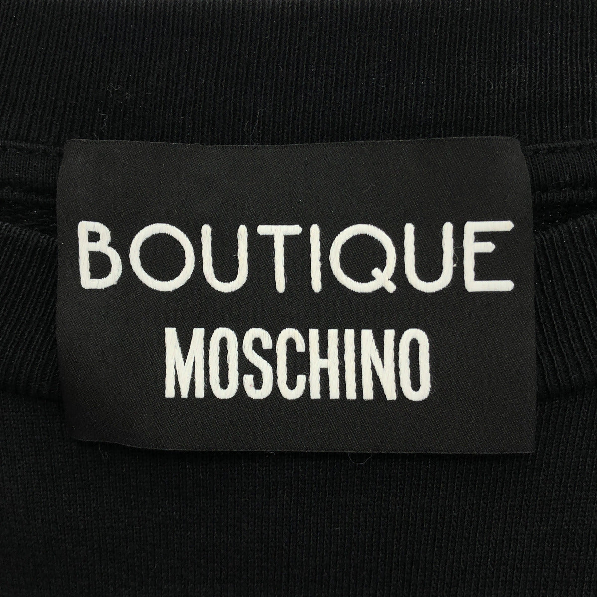 MOSCHINO モスキーノ ブラック グラフィックプリント コットン Tシャツ トップス