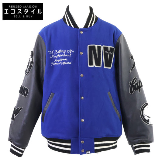 A BATHING APE アベイシングエイプ ｘNEIGHORHOOD ネイバーフッド【美品】001HJJ221902C VARSITY JACKET アームレザー切替 ヴァーシティジャケット ジャケット