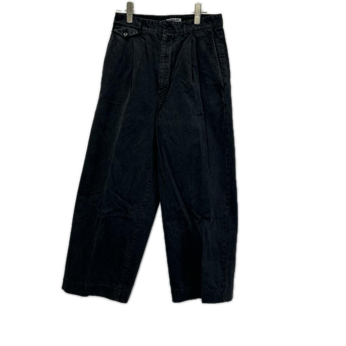 AURALEE オーラリー A26SP05LF ブラック GARMENT-DYED FINX LIGHT CHINO ONE-TUCK WIDE PANTS ボトムス