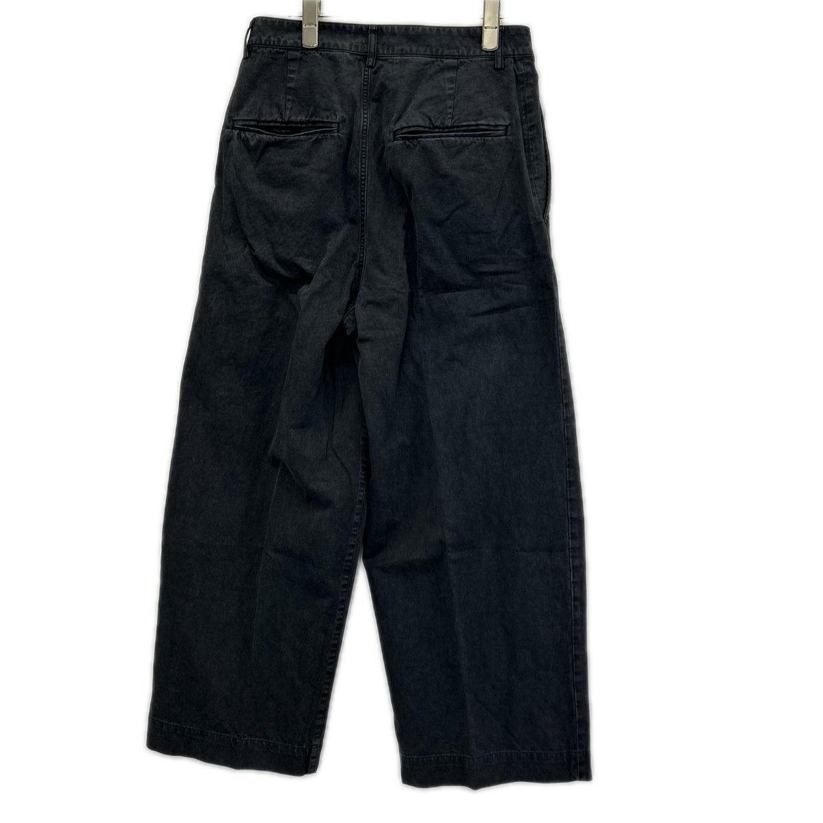 AURALEE オーラリー A26SP05LF ブラック GARMENT-DYED FINX LIGHT CHINO ONE-TUCK WIDE PANTS ボトムス