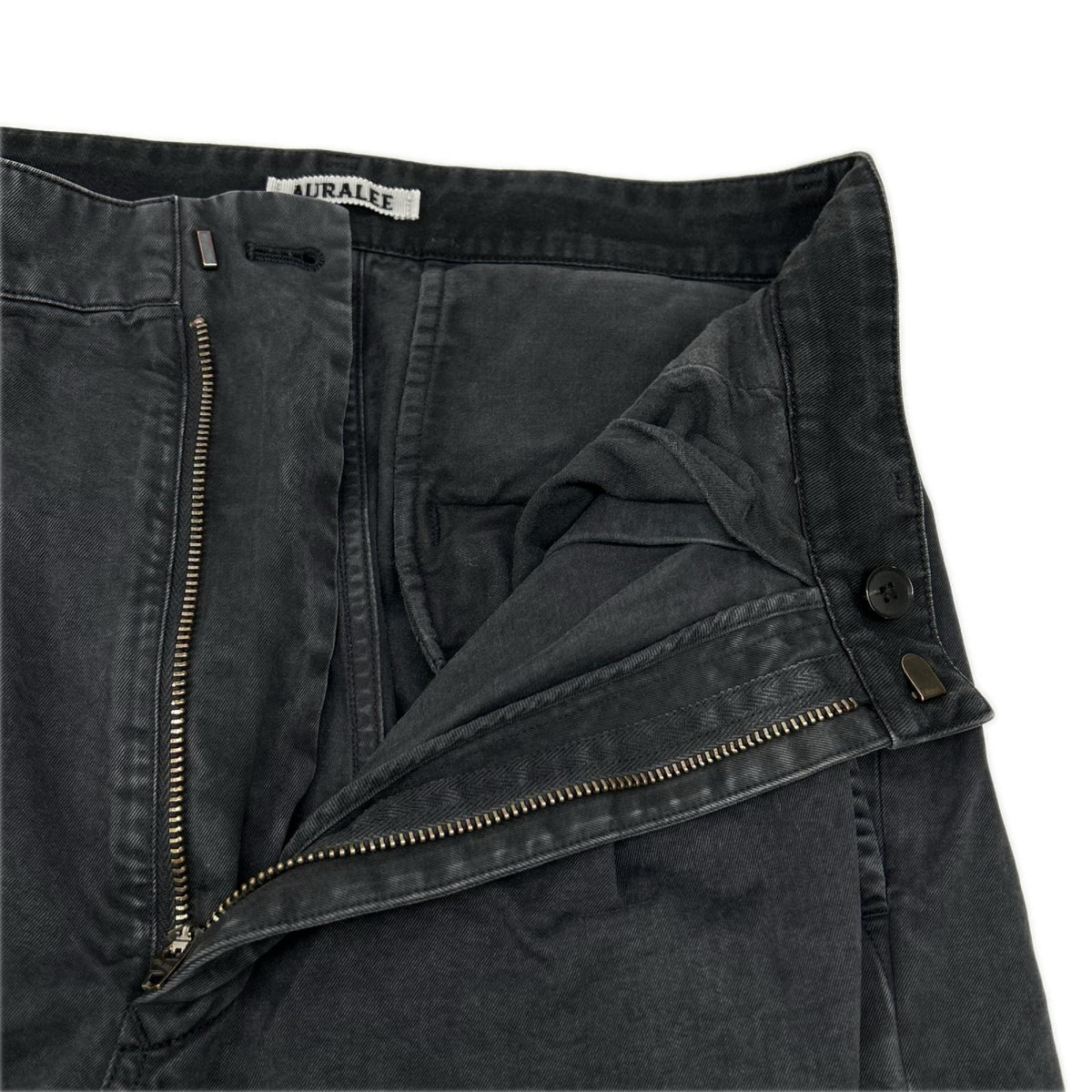 AURALEE オーラリー A26SP05LF ブラック GARMENT-DYED FINX LIGHT CHINO ONE-TUCK WIDE PANTS ボトムス