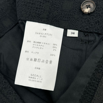 SEEALL シーオール ブラック レース ワイド タック パンツ ボトムス