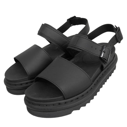 Dr.Martens ドクターマーチン 美品 VOSS バックストラップ レザー サンダル シューズ メンズ ブラック UK7 23802001 シューズ