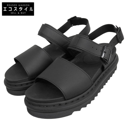 Dr.Martens ドクターマーチン 美品 VOSS バックストラップ レザー サンダル シューズ メンズ ブラック UK7 23802001 シューズ