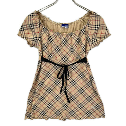 Burberry Blue Label Burberry Blue Label made in 2007 beige Nova check ribbon tunic tops