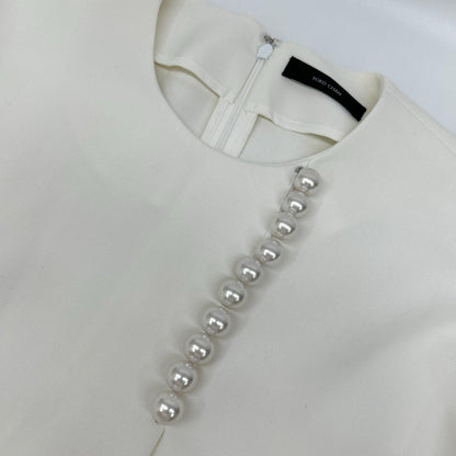 YOKOCHAN ヨーコチャン ホワイト パール付き ブラウス トップス