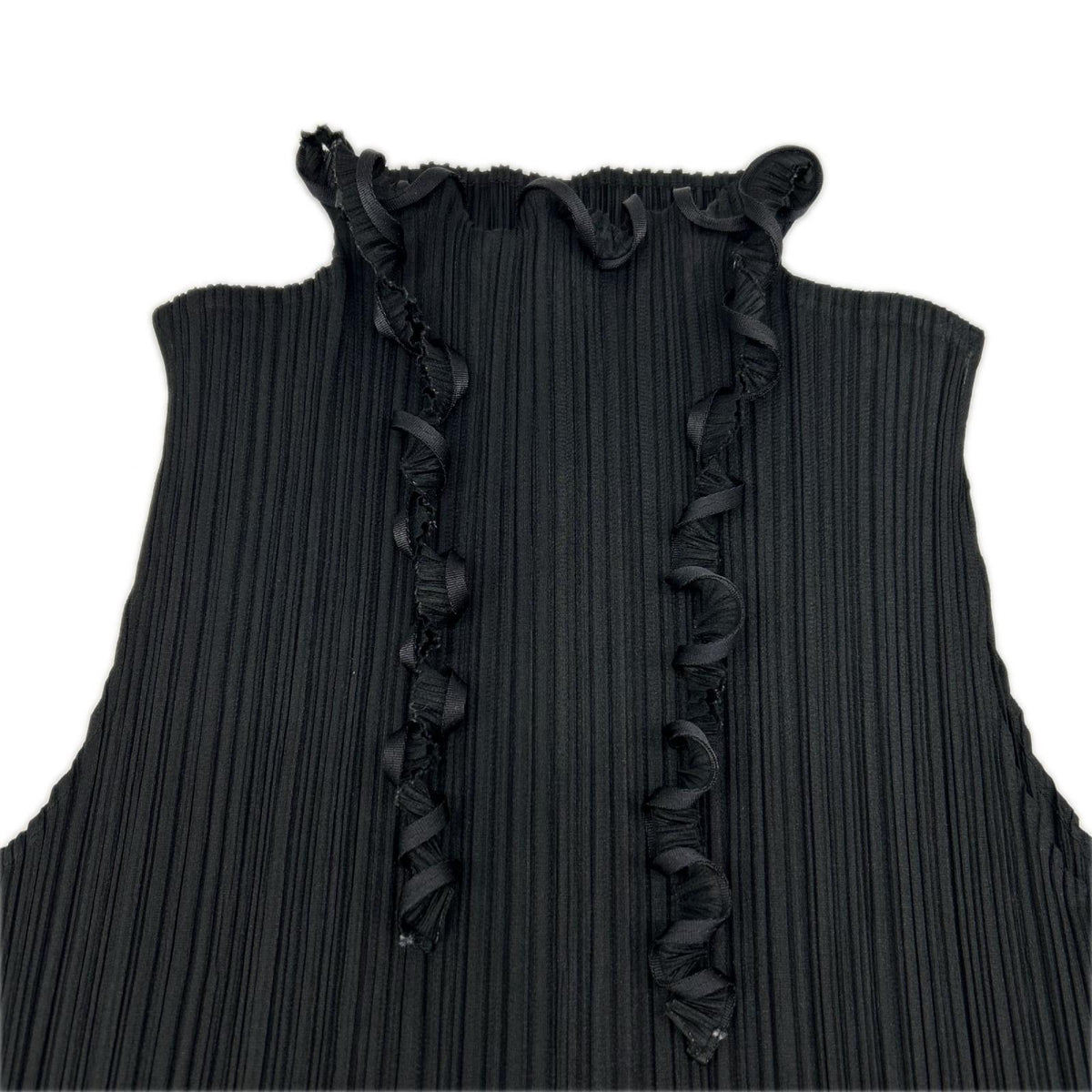 PLEATS PLEASE プリーツプリーズ PP43-JH856 ブラック リボン 変形 ノースリーブワンピース ワンピース