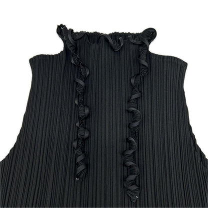 PLEATS PLEASE プリーツプリーズ PP43-JH856 ブラック リボン 変形 ノースリーブワンピース ワンピース