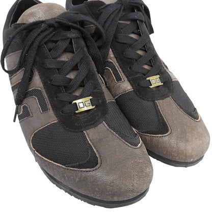 DOLCE&GABBANA ドルチェアンドガッバーナ DGロゴ レザー スニーカー シューズ メンズ ブラウン×ブラック 9.5 CA00120 シューズ
