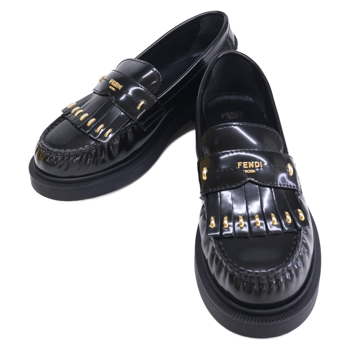 FENDI フェンディ 【美品】8D8582 FILO フィーロ パテントレザー キルティ ローファー シューズ