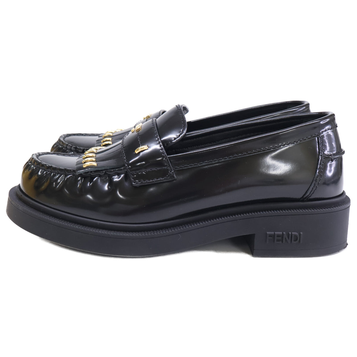 FENDI フェンディ 【美品】8D8582 FILO フィーロ パテントレザー キルティ ローファー シューズ