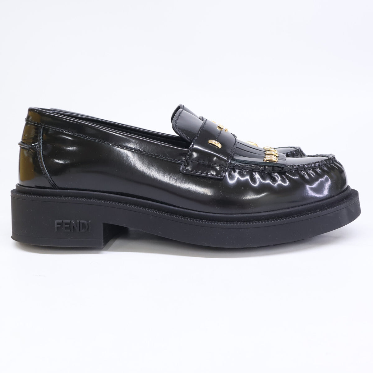 FENDI フェンディ 【美品】8D8582 FILO フィーロ パテントレザー キルティ ローファー シューズ