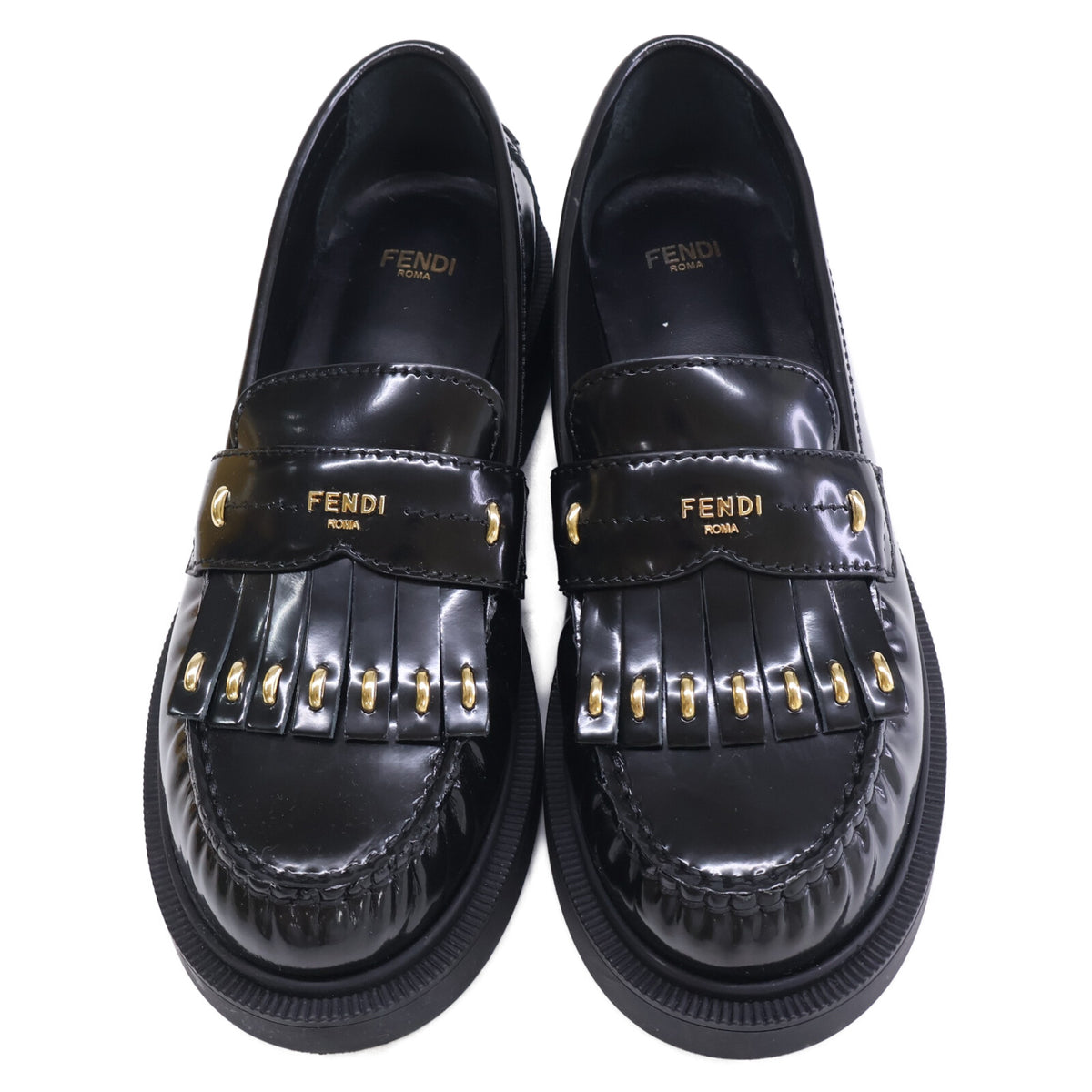 FENDI フェンディ 【美品】8D8582 FILO フィーロ パテントレザー キルティ ローファー シューズ