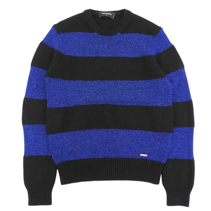 DSQUARED2 ディースクエアード ボーダー 長袖 ニット トップス メンズ ブラック×ブルー S S71HA0715 トップス