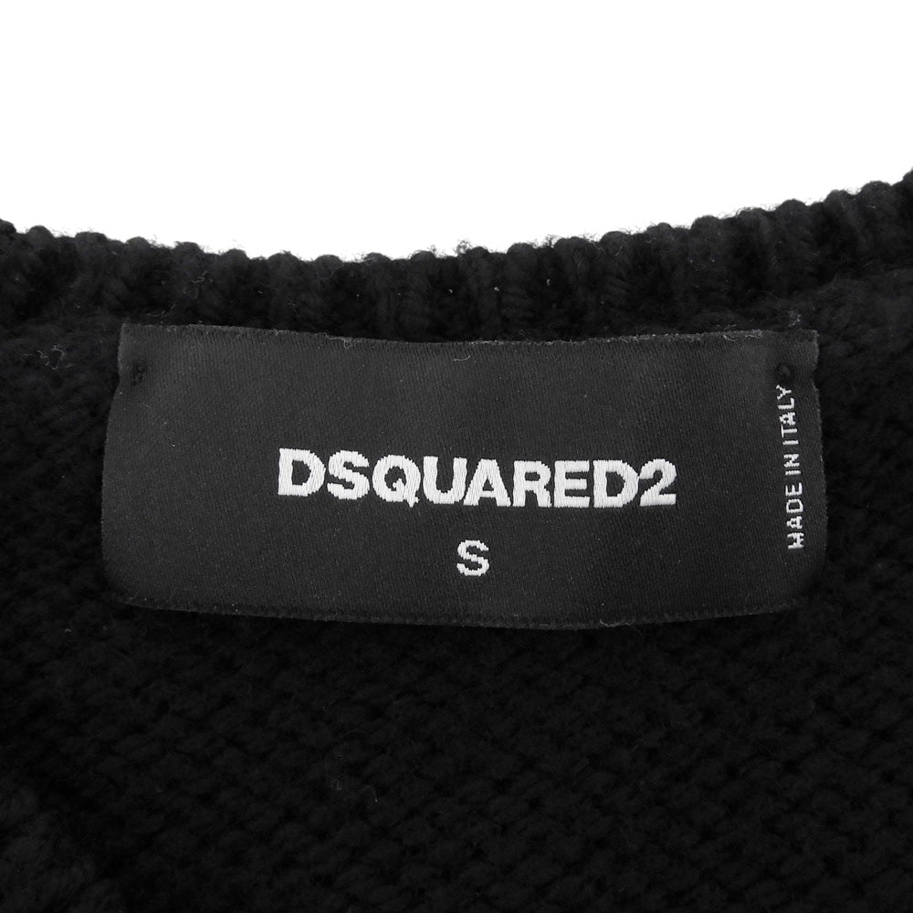 DSQUARED2 ディースクエアード ボーダー 長袖 ニット トップス メンズ ブラック×ブルー S S71HA0715 トップス