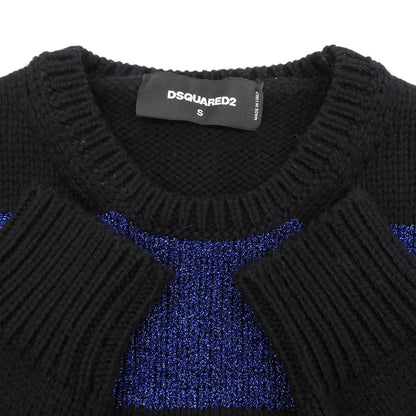 DSQUARED2 ディースクエアード ボーダー 長袖 ニット トップス メンズ ブラック×ブルー S S71HA0715 トップス