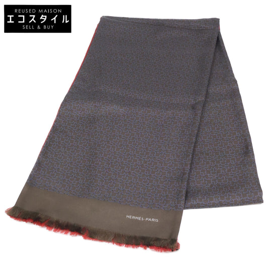 HERMES エルメス 総柄 シルクｘウール ストール