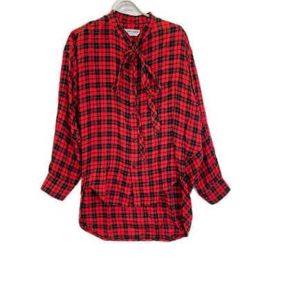 BALENCIAGA バレンシアガ 492513 TYD08 19SS レッド タータン ニュースイング シャツ トップス