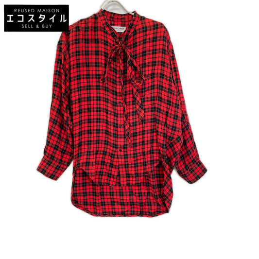BALENCIAGA バレンシアガ 492513 TYD08 19SS レッド タータン ニュースイング シャツ トップス
