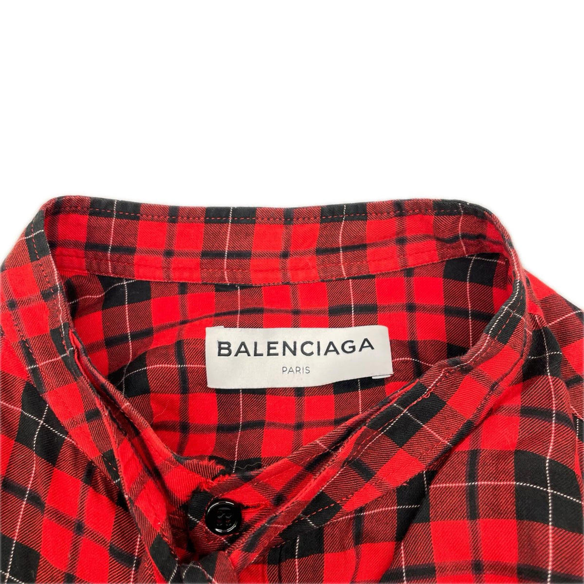 BALENCIAGA バレンシアガ 492513 TYD08 19SS レッド タータン ニュースイング シャツ トップス