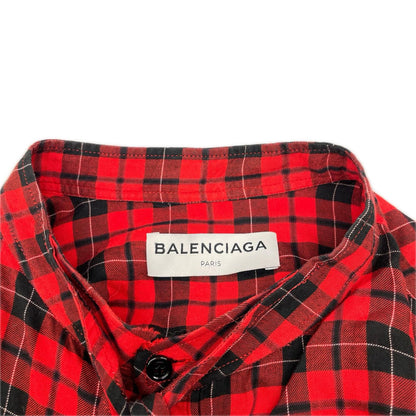 BALENCIAGA バレンシアガ 492513 TYD08 19SS レッド タータン ニュースイング シャツ トップス