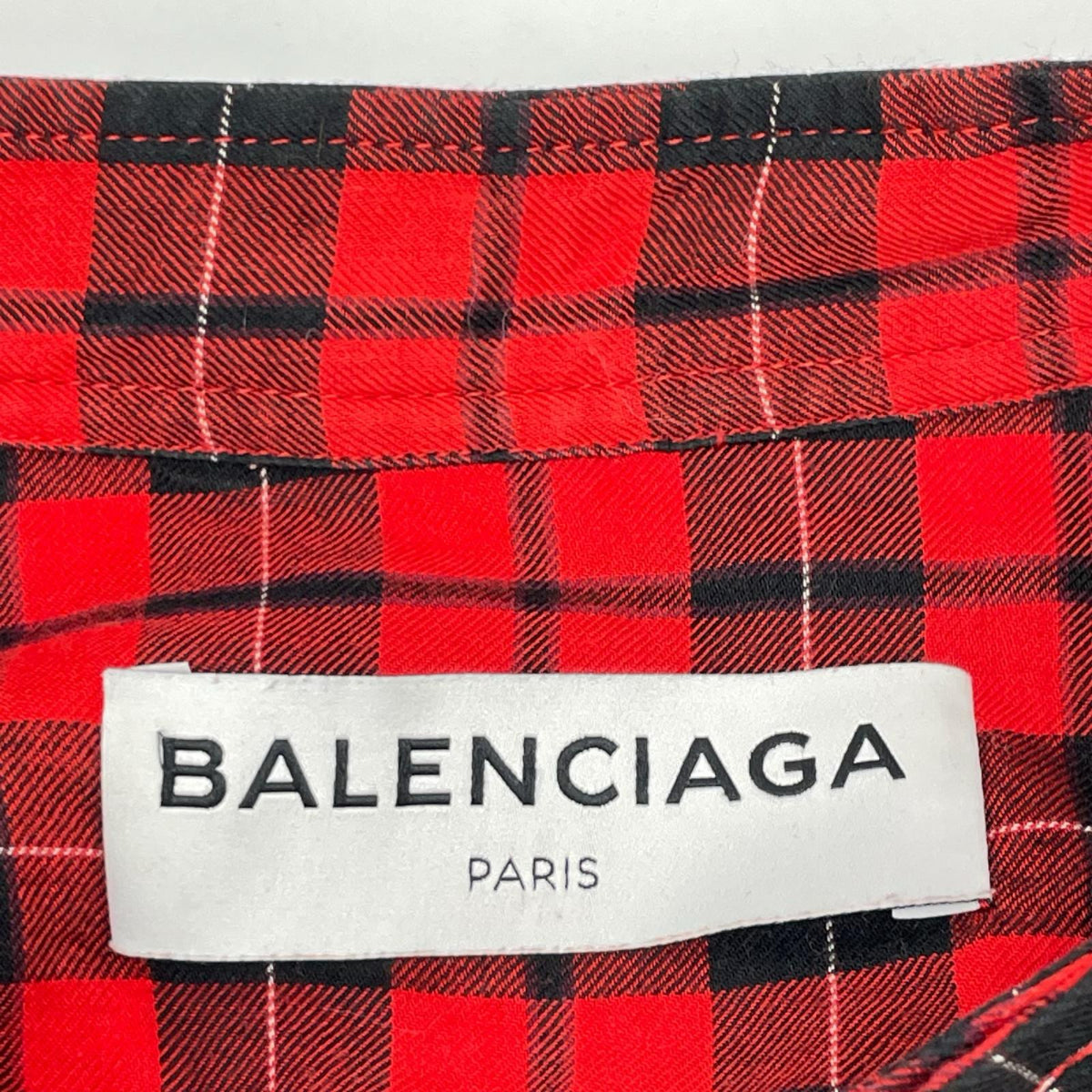 BALENCIAGA バレンシアガ 492513 TYD08 19SS レッド タータン ニュースイング シャツ トップス