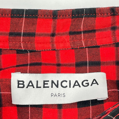BALENCIAGA バレンシアガ 492513 TYD08 19SS レッド タータン ニュースイング シャツ トップス