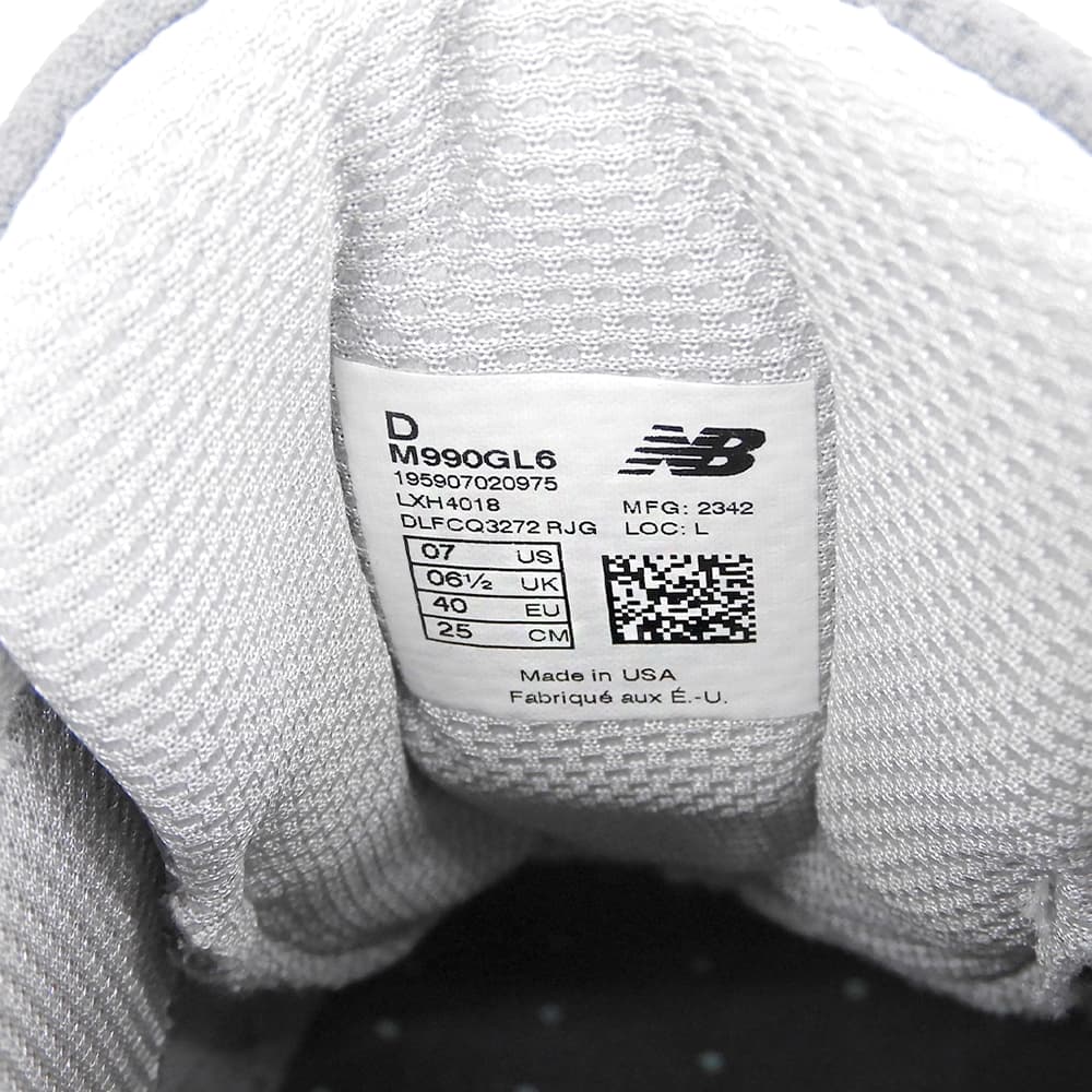 NEW BALANCE ニューバランス 美品 ローカットスニーカー シューズ メンズ グレー 25.0cm M990GL6 シューズ