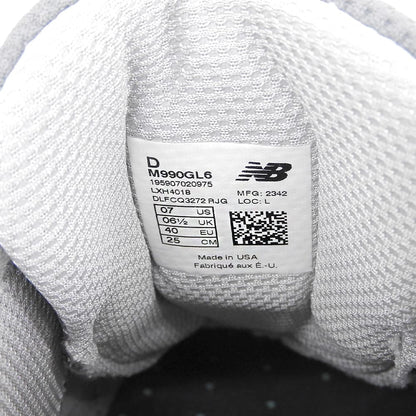 NEW BALANCE ニューバランス 美品 ローカットスニーカー シューズ メンズ グレー 25.0cm M990GL6 シューズ