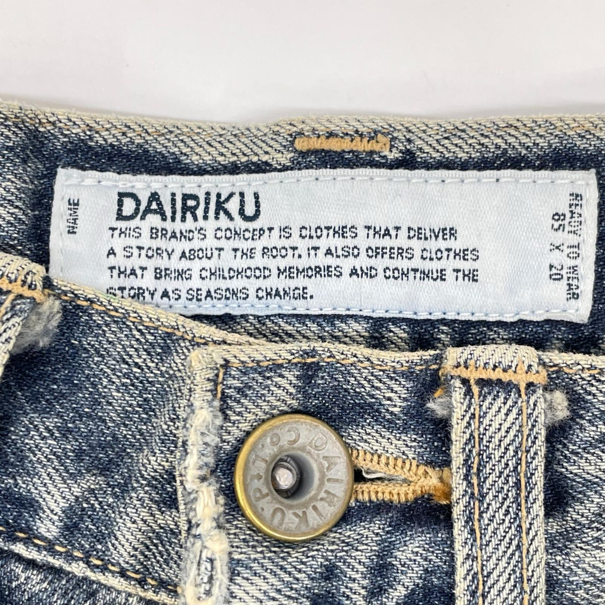 DAIRIKU ダイリク 24SS D-13 インディゴ Straight Denim Pants ボトムス
