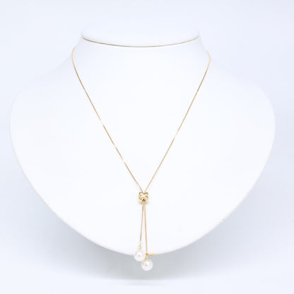 TASAKI タサキ K18 クローバーモチーフ 7mmパール ネックレス