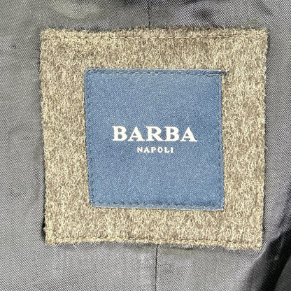BARBA バルバ グレー バージンウール×カシミヤ スタンドカラー レイヤーコート コート