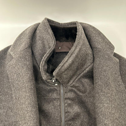 BARBA バルバ グレー バージンウール×カシミヤ スタンドカラー レイヤーコート コート