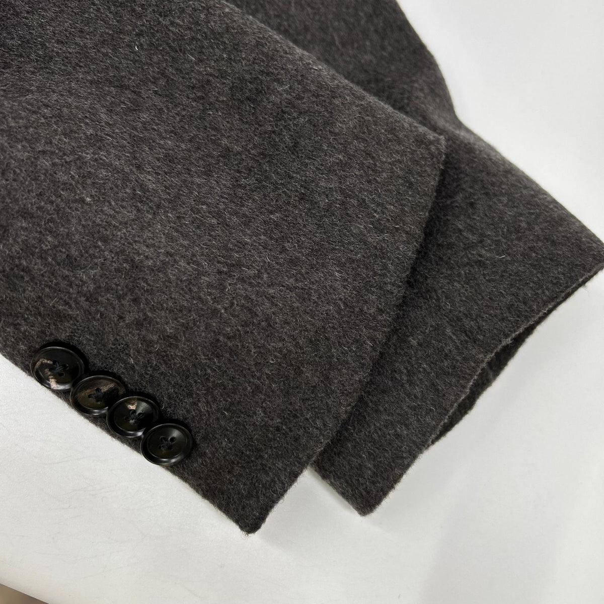 BARBA バルバ グレー バージンウール×カシミヤ スタンドカラー レイヤーコート コート