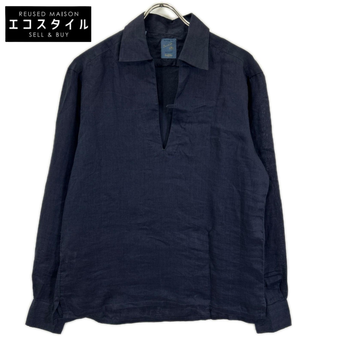 BARBA バルバ 25-01 2639 リネン スキッパーシャツ トップス