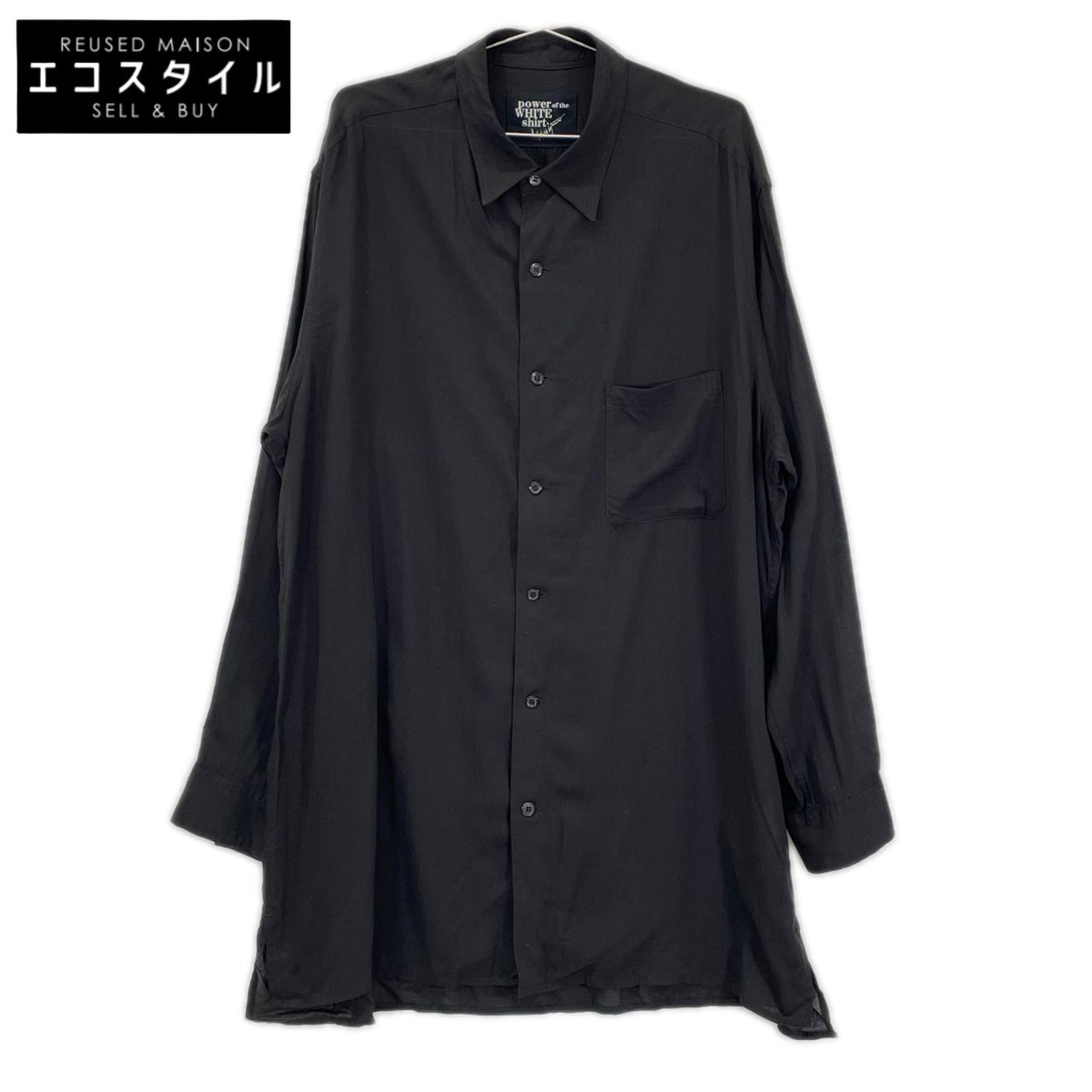 power of the WHITE shirt パワーオブザホワイトシャツ PZ-B11-200 ブラック CELLULOSE LAWN Z-CLASSIC BIG SHIRT トップス