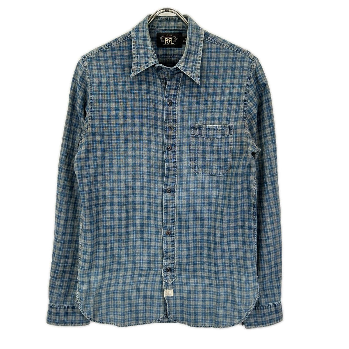 RRL ダブルアールエル ブルー チェック チンストラップ 長袖シャツ トップス